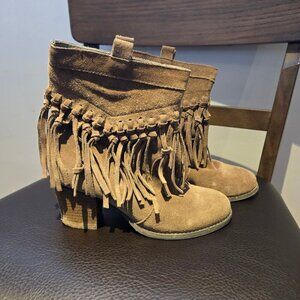 Sbicca Suede Fringe Ankle Boots, Vintage Collection